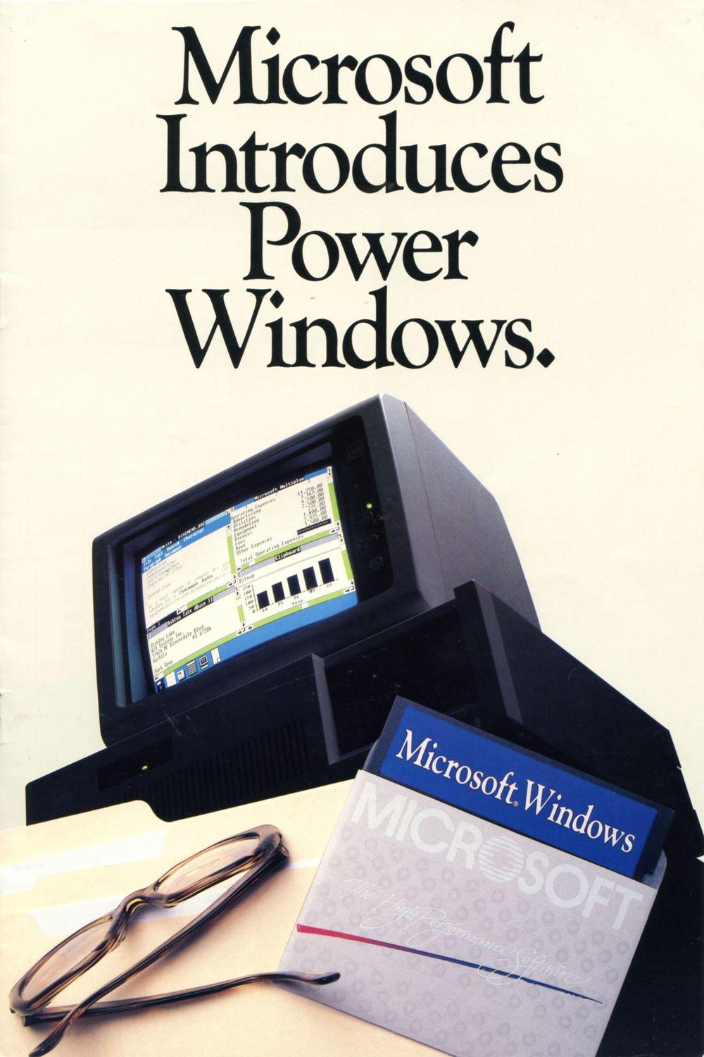 Brosjyre for Microsoft Windows 1.0, trykket i januar 1986.