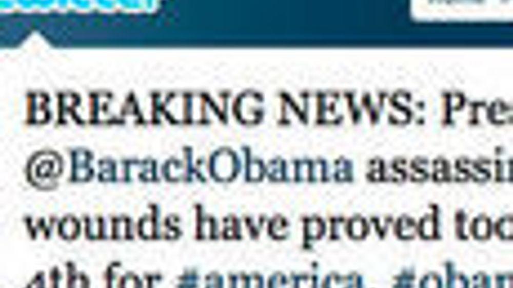 Hacket: Twitter-meldingene om at den amerikanske presidenten er skutt er falske, melder flere medier.
