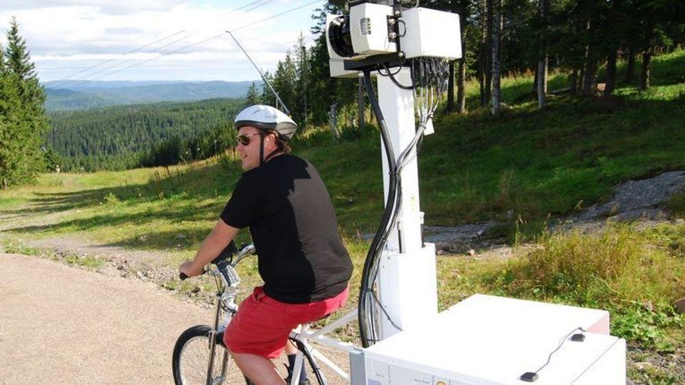Google brukte Street View-sykkelen i Nordmarka i Oslo i helgen.