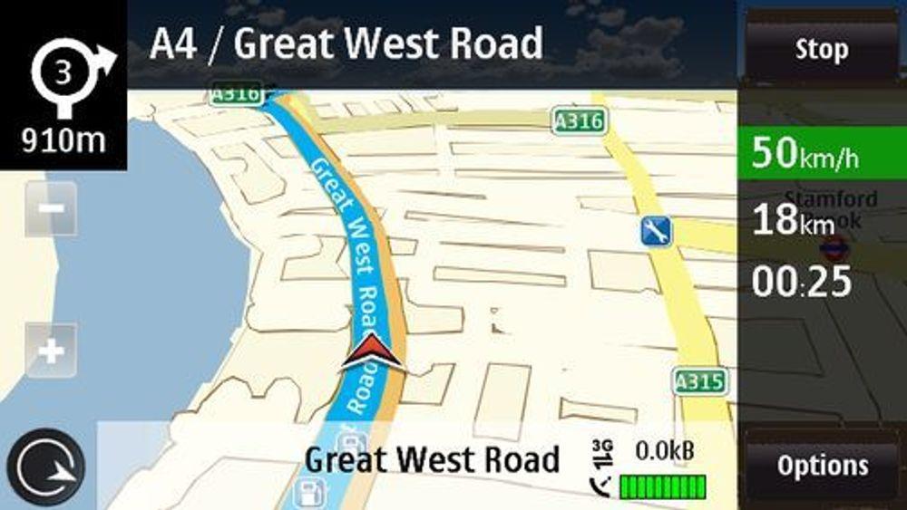 Ovi Maps med gratis navigasjon for bilister.
