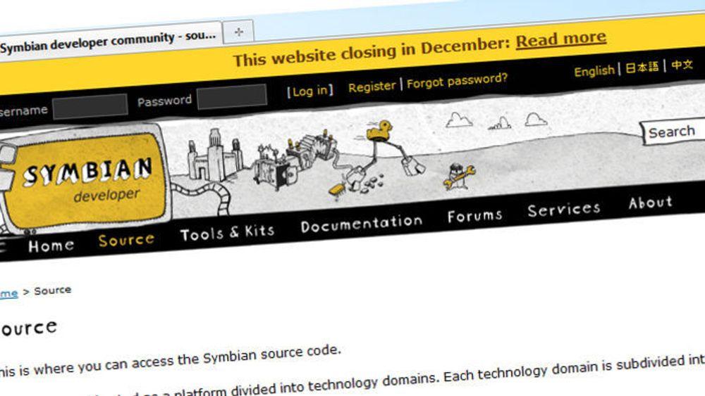 Symbian Foundation stenger nettsidene den 17. desember 2010.