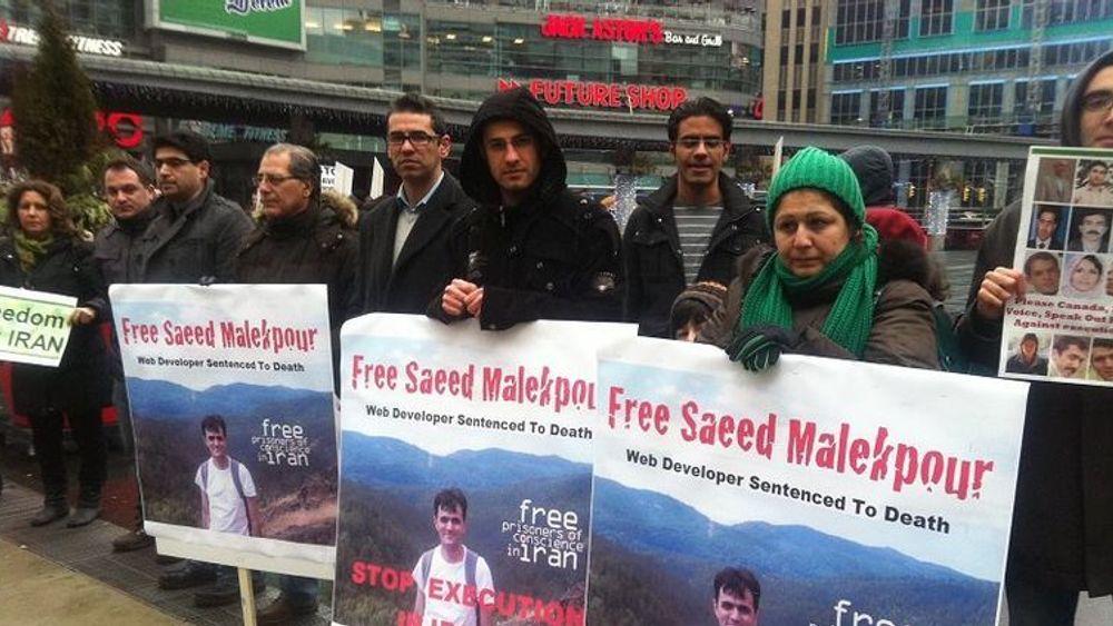 Demonstrasjon i Toronto, Canada, mot dødsdommen mot den iranske webdesigneren Saeed Malakpour.