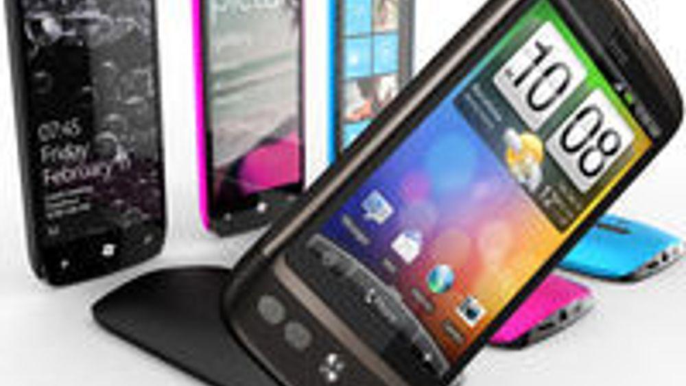 Vil Nokias nye konseptmodeller (bakgrunn) kunne konkurrere mot HTCs Android-baserte Desire?