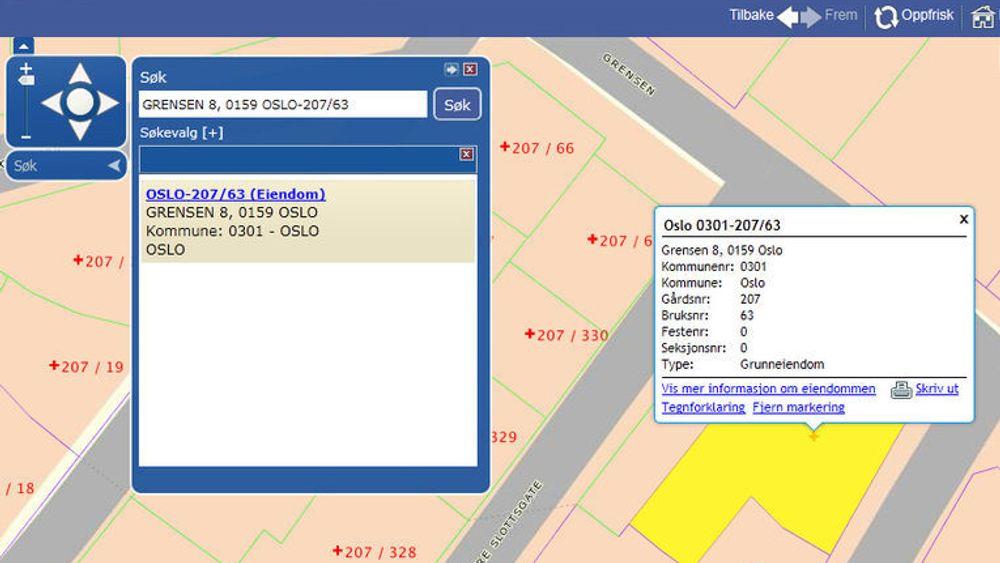 Klikk på kartet på seeiendom.no og få opp mer informasjon om eiendommen du er interessert i.