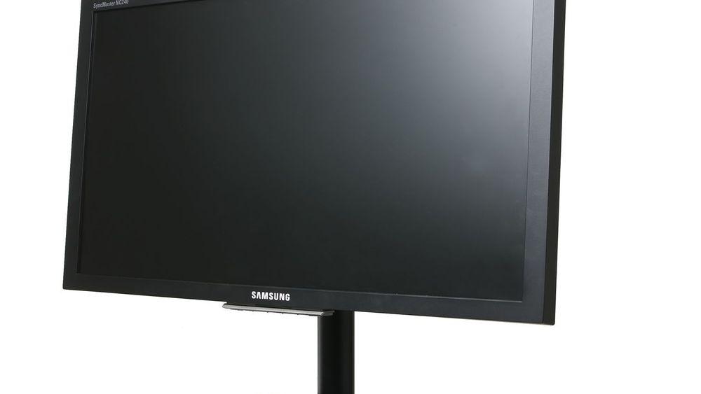 Samsung NC240 er en 24 tommers skjerm tilrettelagt for å koples til et nettverk som leverer virtuelle pc-er under VMware.