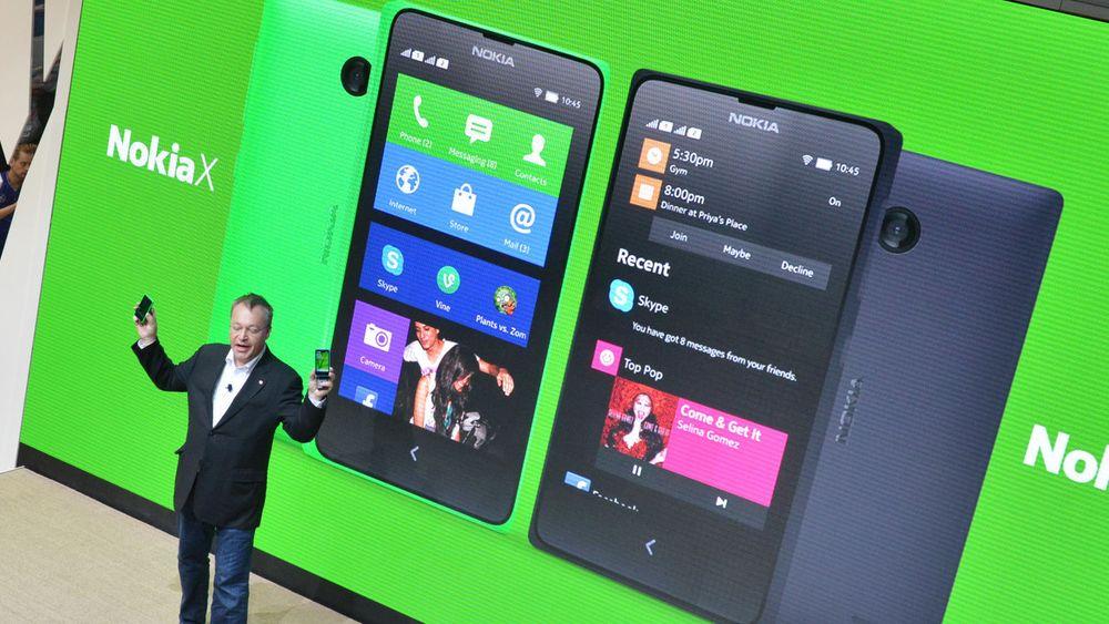 Sjef for Nokias mobiltelefonvirksomhet, Stephen Elop, lanserte i dag Nokias X-familie under Mobile World Congress i Barcelona.