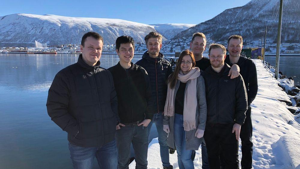 Over 30 000 nettsteder bruker Joubels teknoligi. Fra venstre: Svein-Tore Griff With, Timothy Lim, Pål Jørgensen, Jelena Milinovic, Frode Petterson, Thomas
Marstrander og Oliver Tacke. Selskapet holder til i Tromsø.