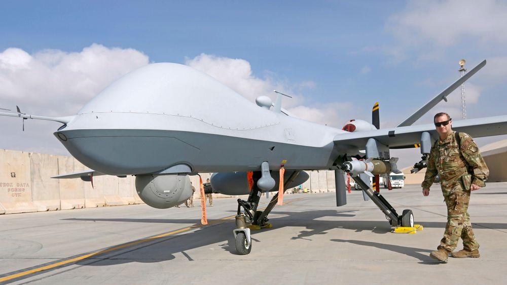 MQ-9 Reaper-dronen. Bildet er tatt ved Kandahar i Afghanistan i januar 2018. (Illustrasjonsfoto)