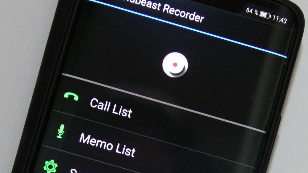 Telefonsamtaleopptakeren Boldbeast Recorder på en Android-mobil.
