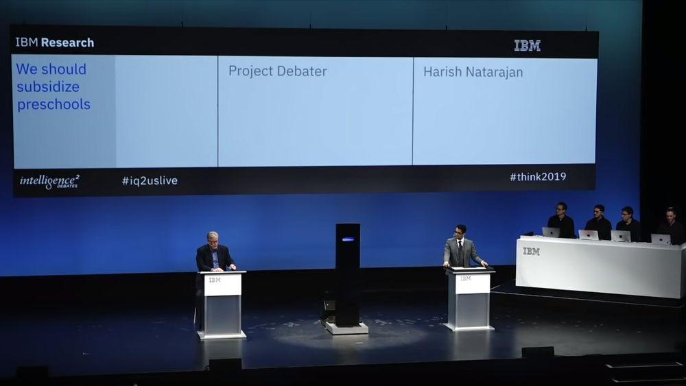 IBMs debattmaskin gjorde ikke skam på seg, selv om Harish Natarajan til høyre i bildet vant debatten.