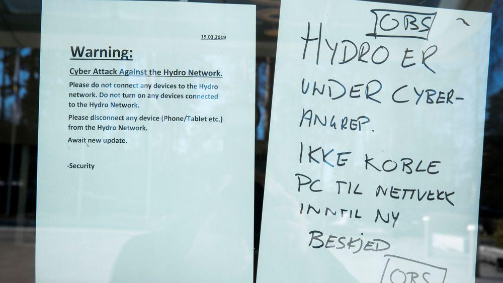 Oslo  20190319.Norsk Hydro varsler alle sine ansatte om ikke å slå på pc da de er under et dataangrep.Foto: Terje Pedersen / NTB scanpix