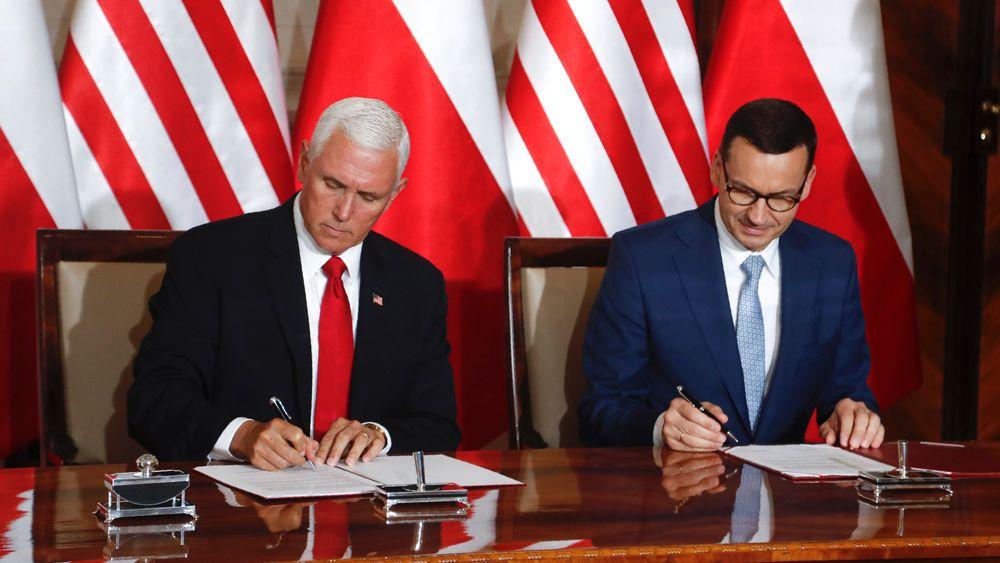 USAs visepresident Mike Pence og Polens statsminister Mateusz Morawiecki undertegnet mandag en samarbeidserklæring om 5G. 